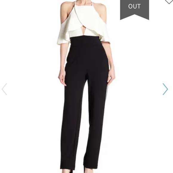 Alexia Admor Pants - Cold Shoulder Stripe Jumpsuit size 2